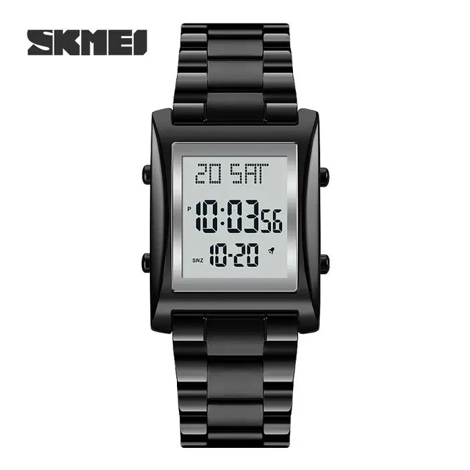 ⌚✨ Montre numérique Skmei 1218 originale – Design carré élégant et bracelet métallique luxueux